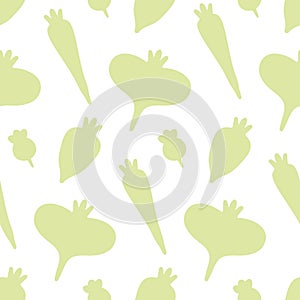 Healthy food seamless pattern. Vegetarian vegetables. Cute green silhouettes of veggies.