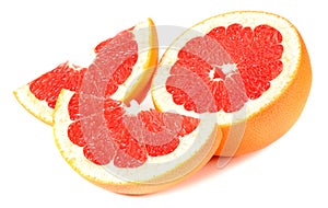 healthyfood. sliced grapefruit isolated on white background photo