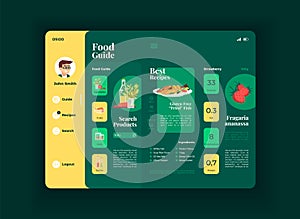 Healthy food tablet interface vector template
