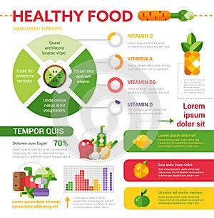 Healthy food vector illustrative template set with infographic elements