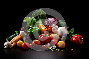 healthy food vegetables and fruits. Photo realism created with AI tools