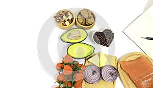 Healthy foods selection of Ketogenic low carbs diet concept