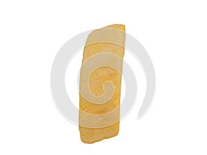 Healthy freeze dried fruits. Pieces of mango with freeze dry process isolated on white background