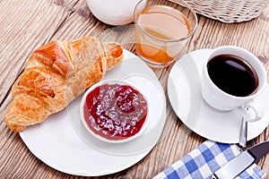 Healthy french breakfast coffee croissant