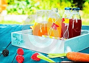 Healthy fresh fruit and vegetable juice blends