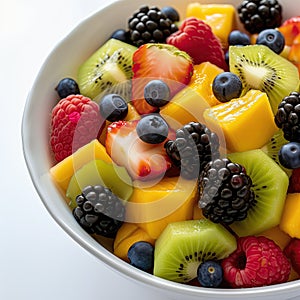 Healthy fresh fruits plate, multivitamins