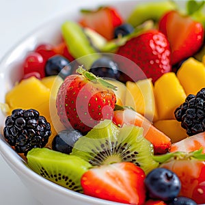 Healthy fresh fruits plate, multivitamins