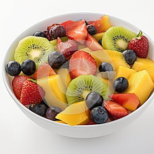 Healthy fresh fruits plate, multivitamins