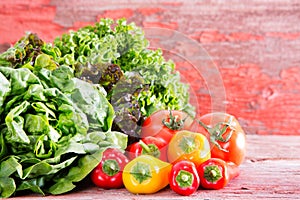 Healthy fresh salad ingredients at a farm market