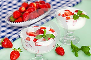 Healthy fresh strawberry yogurt