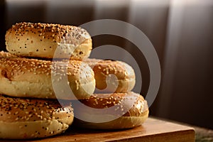 Healthy freshly baked bagels