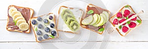 Healthy fruit and berry sandwiches
