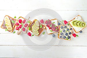 Healthy fruit and berry sandwiches