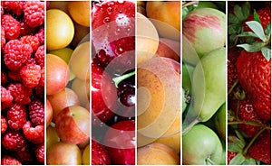 Healthy fruit food collage