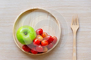 Healthy Fruits. Fresh fruits green apple and tomato diet slim fit for healthy lifestyle women.