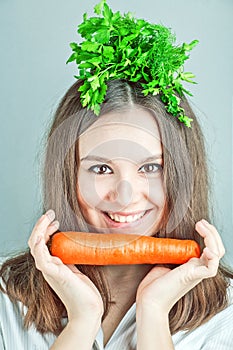 Healthy girl with vegetables