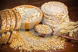 Healthy grains, cereals and whole wheat bread