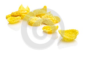 Healthy grains Cornflakes milk breakfast. Snack Cereal corn flakes isolated on white background. Clean-eating food with