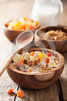 Healthy granola with dry fruits for breakfast