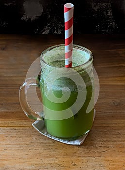 Healthy green blended juice isolated