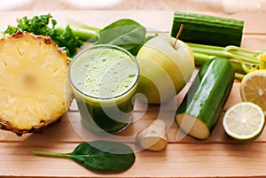 Healthy green detox juice photo