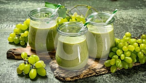 Healthy green grapes fruit smoothies. Generated AI