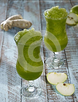 Healthy green juice with apple and ginger