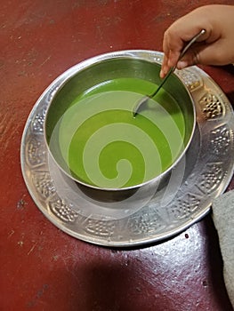 Healthy green leaf porridge