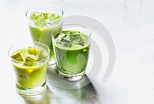Healthy Green Smoothie Shakes in Drinking Glasses