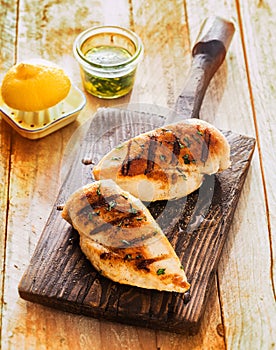 Healthy grilled chicken breasts