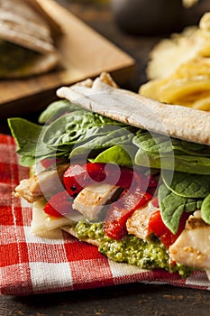 Healthy Grilled Chicken Pesto Flatbread