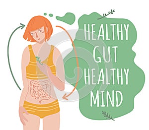 Healthy gut healthy mind. Landscape vector poster