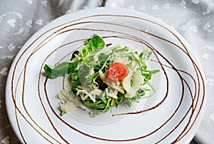 Healthy habbit of eating salad celery and apple arugula photo