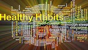 Healthy habits background concept glowing photo