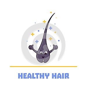 Healthy hair follicle happy cartoon character illustration