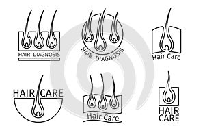 Healthy hair logos. Epilation and extensions