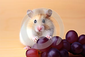 Healthy hamster snacking: munching on juicy grapes