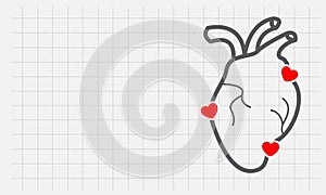 Healthy Heart. Depicted with an outline Heart and love symbol with a heart.