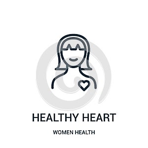 healthy heart icon vector from women health collection. Thin line healthy heart outline icon vector illustration