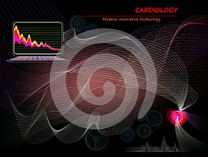 Healthy heart medicine model. Modern innovative High tech digital technology in cardiology. Stylized wavelike electrocardiography.