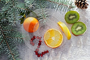 Healthy holidays food and diet. New year`s decisions about a healthy lifestyle.