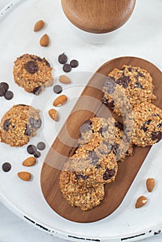 Healthy home made Almond chocolate chip vegan cookies