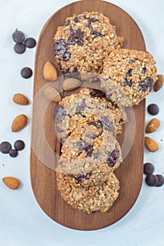 Healthy home made Almond chocolate chip vegan cookies