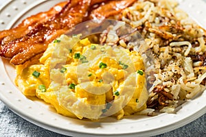 Healthy Homemade American Bacon Egg and Hashbrown Breakfast