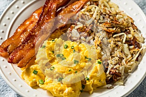 Healthy Homemade American Bacon Egg and Hashbrown Breakfast