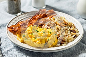 Healthy Homemade American Bacon Egg and Hashbrown Breakfast