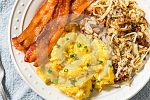 Healthy Homemade American Bacon Egg and Hashbrown Breakfast