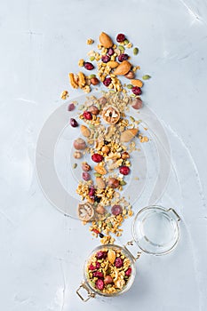 Healthy homemade cereal muesli granola for breakfast