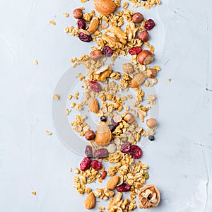 Healthy homemade cereal muesli granola for breakfast