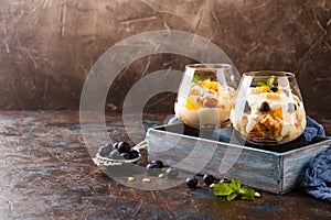 Healthy layered dessert trifle